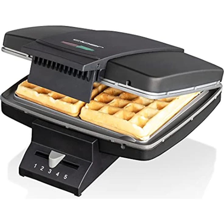 Cloer 1440 Brüsseler Waffeleisen für traditionelle Belgische Waffeln, 930 W, Backampel, schwarz lackiertes Metallgehäuse – Bild 4