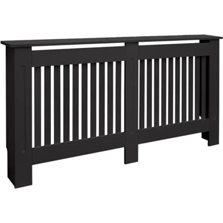 ECD Germany Heizkörperverkleidung Landhausstil, Schwarz MDF Lackiert, 152x19x82 cm mit Regaloberfläche und einfacher Montage – Bild 2