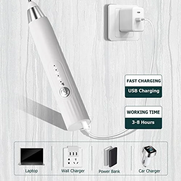EBUYFIRE Elektrischer Milchaufschäumer mit USB-Wiederaufladung, 3 Geschwindigkeiten, Edelstahl, für Kaffee, Cappuccino, Latte (Silberweiß) – Bild 4