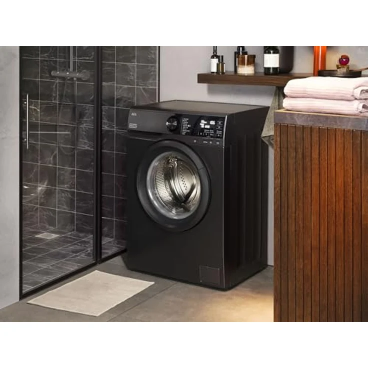 AEG LSR6SA75260 Waschmaschine kompakt, 416 mm Tiefe, 6 kg, ProSense Mengenautomatik, smarte Beladungserkennung, A, leise, Nachlegefunktion, Wasserstopp, 1200 U/min, matt schwarz – Bild 2