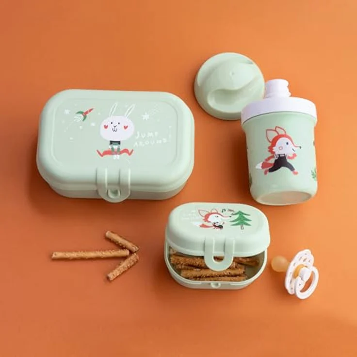 XXXL HOP ON AT Home Set, 3-teiliges Aufbewahrungsset für Kinder, Trinkflasche 200 ml und Vorratsbehälter – Bild 5