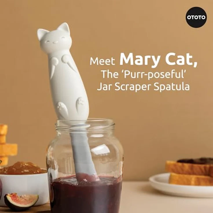 OTOTO Mary Cat Glasschaber, flexibler Silikonschaber und Pfannenwender, BPA-frei und 100% lebensmittelecht, niedliches Küchenzubehör – Bild 2