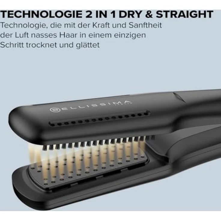 BELLISSIMA AirSleek 2-in-1 Glätteisen, Ionisator, Keramikbeschichtung und Keratin, 2 Temperaturen, schwarz – Bild 3