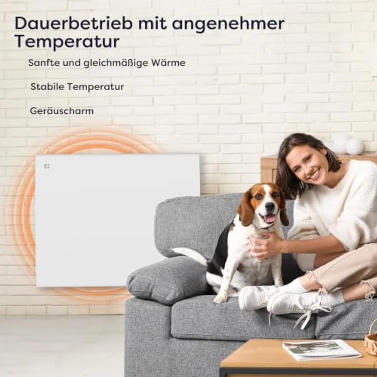 CIARRA CBHT10E, Elektrischer Keramik Heizkörper 1000 W mit PID-Thermostat für 10-15 m², IP24 spritzwassergeschützt – Bild 2