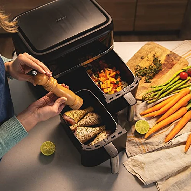 Cecotec Heißluftfritteuse 9 L CecoFry Advance Double. 2850 W, Kompakte, Digitale und ölfreie Diätfritteuse, zwei Körben mit Doppelter Temperatur und PerfectCook-Technologie – Bild 5