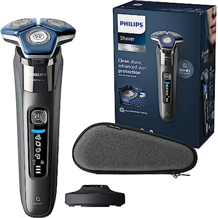 Philips Shaver Series 7000 – Elektrischer Nass- und Trockenrasierer für Herren mit aufklappbarem Trimmer, Ladestation & Reiseetui (Modell S7887/35) – Bild 1