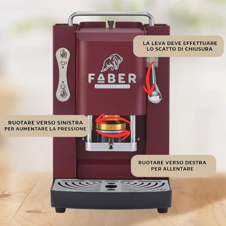 Faber Coffee Machines Pro Deluxe 3.0 Chrom Kaffeepadmaschine, kompatibel mit 44mm ESE-Pads, Wassertank aus Glas, magnetisch abnehmbare Brühgruppe, Chrom-Details mit 3D-Logo – Bild 7