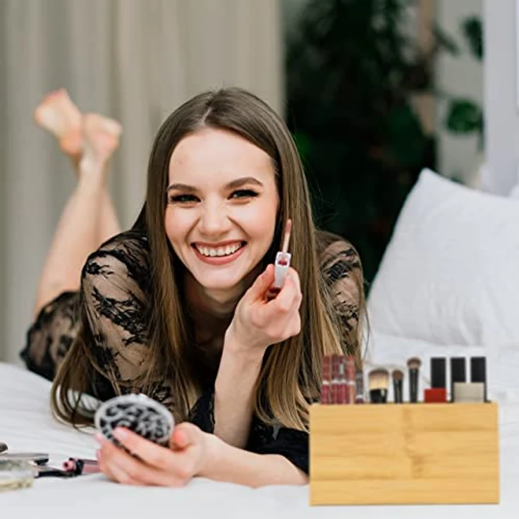 Relaxdays Ordnungsbox Bambus, schmale Aufbewahrungsbox ohne Deckel, HBT 9,5x18x9 cm, Bambusbox Küche, Bad, Büro, Natur – Bild 3