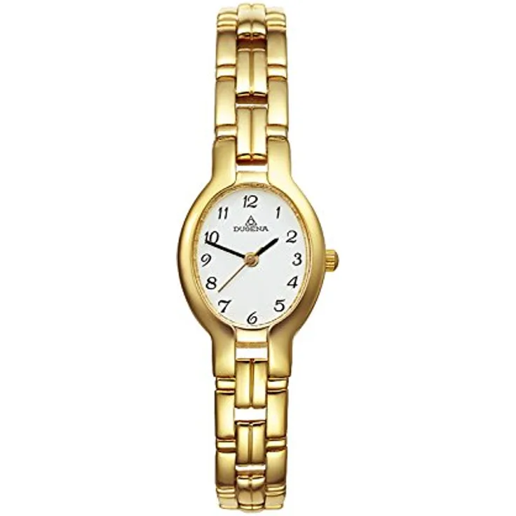 Dugena Damen-Armbanduhr Traditional Classic, Analog Quarz, Edelstahl beschichtet, 3 bar wasserdicht, kratzfestes Mineralglas, 19,5 x 30,5 mm