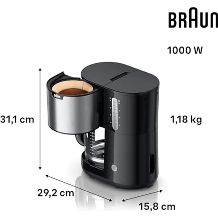 Braun PurShine 1 KF 1500 BK Filterkaffeemaschine, 10 Tassen, schwarz – Bild 4