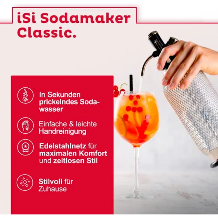 iSi Soda Maker Classic, Vintage Wassersprudler Set mit 60 Soda Chargers, BPA-frei, bruchsichere 1-Liter-Flasche – Bild 2