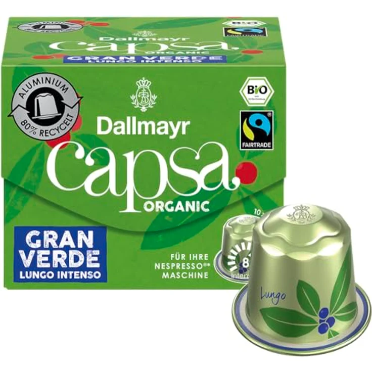 Dallmayr Capsa Gran Verde Lungo Intenso, Nespresso kompatibel Kapsel, Organic, Kaffeekapsel, Espressokapsel, 10 Kapseln, 56 g – Bild 3