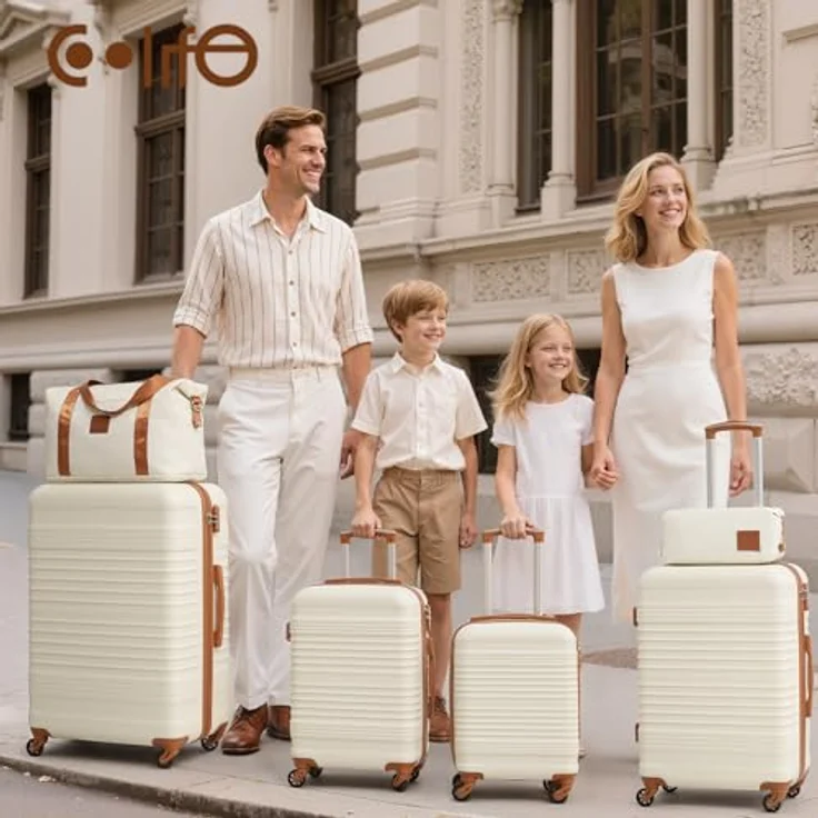 COOLIFE Koffer Set 6tlg, Hartschalen Luggage Set, 16-20-24-28 Zoll mit TSA-Schloss und wasserabweisender Reisetasche – Bild 2