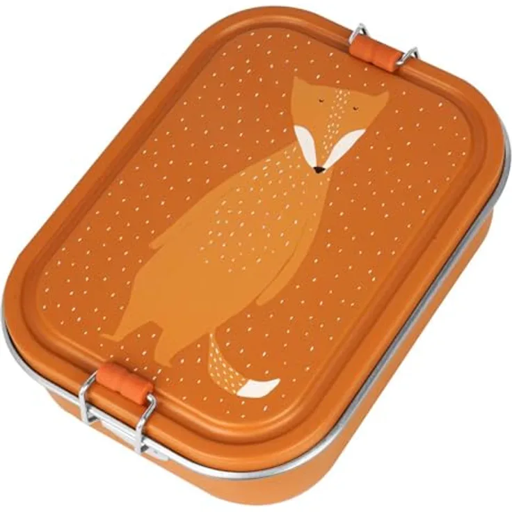 Trixie Baby Lunchbox, große Lunchbox im Katzen-Design, rot mit Trennsteg und Silikon-Clips