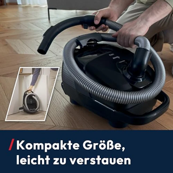 Hoover HE2Z10A, Boden-Staubsauger mit Beutel für alle Böden, 850 W, Schwarz/Grau, 3,5 L Behälterkapazität, waschbarer EPA-Filter – Bild 5