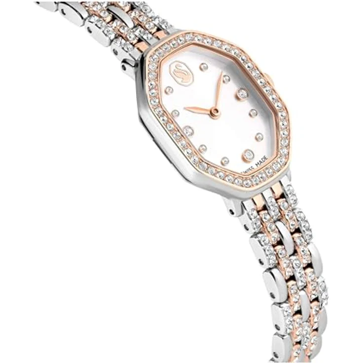 Swarovski Dextera Octagon Uhr, Swiss Made mit Metallarmband in Silber und Roségold-Finish, 46 Kristalle, wasserdicht bis 50 Meter – Bild 5