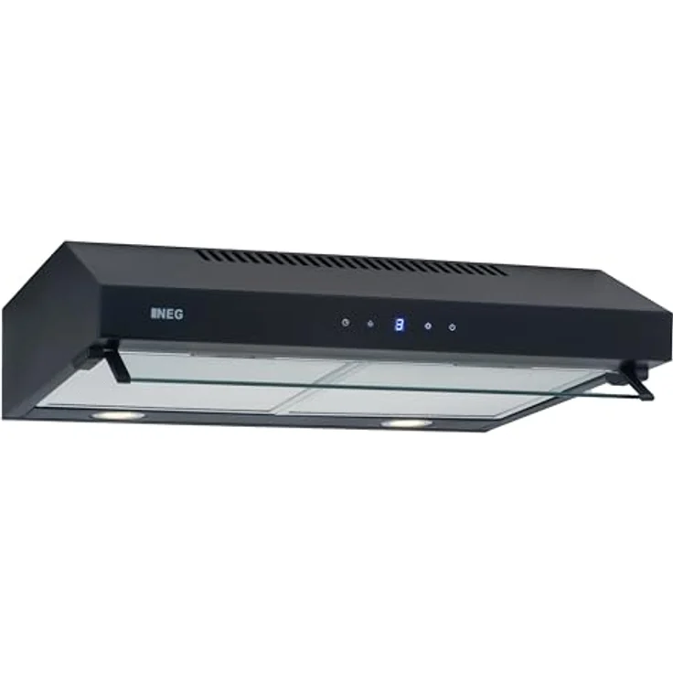NEG Unterbau Dunstabzugshaube NEG15-DCST+ NextGen Doppelmotor 394 m³/h, 60 cm, Glasfront, Sensor Touch, Nachlaufautomatik, Umluft, flexibler Abluftanschluss, Schwarz – Bild 1