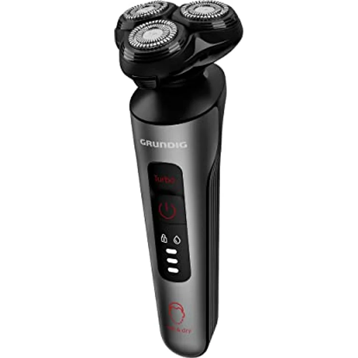 Grundig ProClub MS 8130 Herrenrasierer, BeardCare Sensor, Kunststoff des äußeren Gehäuses aus 61% recyceltem Kunststoff, Titanium Blades Technologie, Wet & Dry, Dunkles Mattchrom/Rot – Bild 3