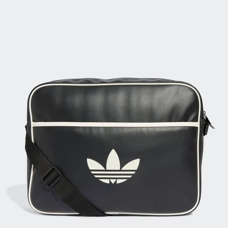adidas Originals AIRLINER Sporttasche, Schultertasche im Retrolook für Laptop und persönliche Gegenstände, schwarz