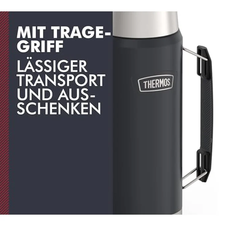 Thermos ICON BEVERAGE BOTTLE 1,20l, grau/graphite mat, Isolierflasche mit Trinkbecher, 24 h heiß / 24 h kalt, spülmaschinenfest, absolut dicht, BPA-frei – Bild 4