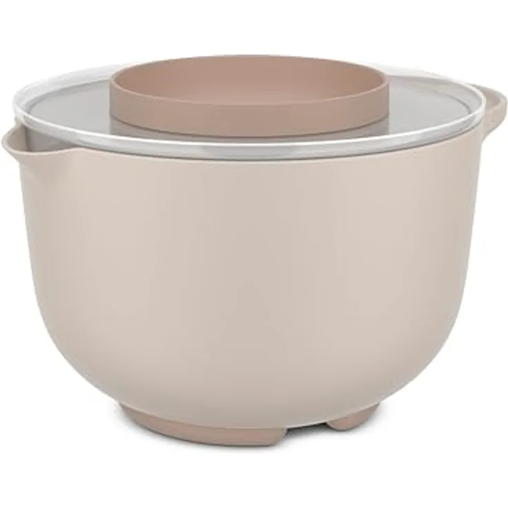 Mepal Rührschüssel mit Deckel Chef it - Anti-Rutsch Boden - Mikrowellen- und Spülmaschinengeeignet - 3000 ml - Chalk