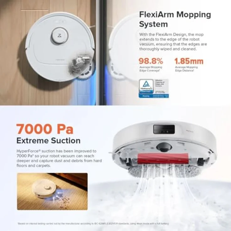 Roborock Qrevo MaxV (mit RDS), Weiß Saugroboter mit automatischer Nachfüll- und Trocknungsstation, 7000 Pa Saugkraft, Wischmopp-Funktion, kompatibel mit Google Assistant und Amazon Alexa – Bild 2