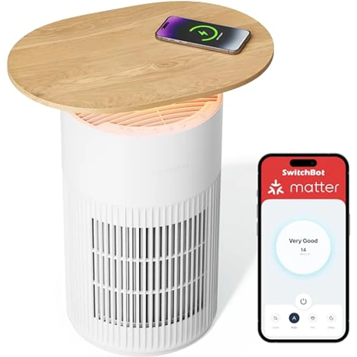 SwitchBot Luftreiniger mit App-Steuerung und Nachtlicht, CADR 400m³/h HEPA-Filter entfernt 99,97% Schimmel Staub Pollen (Luftreiniger Tisch) – Bild 1