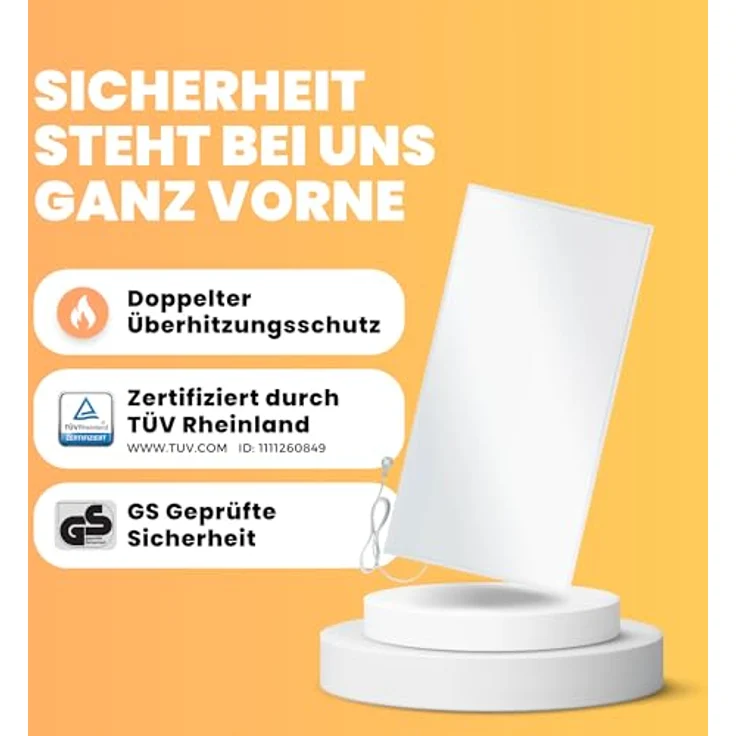 BR Bringer Infrarotheizung 1200 Watt - Energiesparend mit Smart Thermostat und Fernbedienung - 5 Jahre Garantie, TÜV GS - Deutsche Qualitätsmarke (weiß) – Bild 2