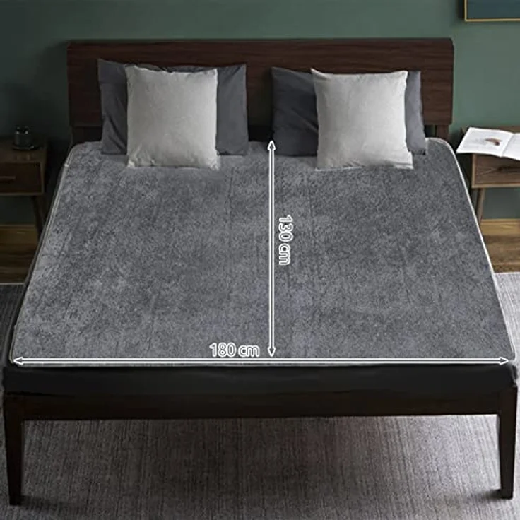 MT MALATEC Heizdecke Elektrische Kuschelheizdecke 180X130cm mit 6 Leistungsstufen Abschaltautomatik und Überhitzungsschutz Waschbar Grau – Bild 2
