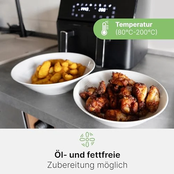 CLATRONIC Heißluftfritteuse FR 3804 H, 8,0L, 2 getrennte Behälter, 8 Programme - Cool Touch-Griffe, Antihaftbeschichtung – Bild 3