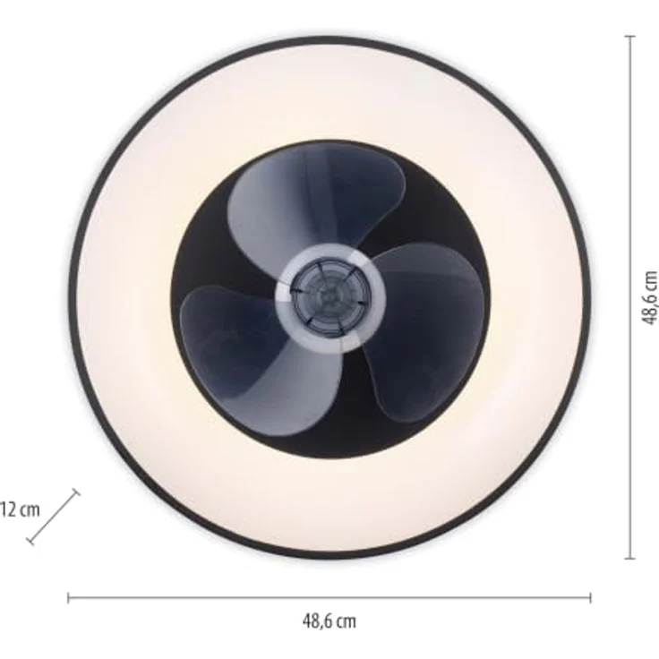 Just Light Venika LED Deckenlampe mit Deckenventilator, Fernbedienung, warmweiß-kaltweiß, schwarz, Timer und Memoryfunktion – Bild 5