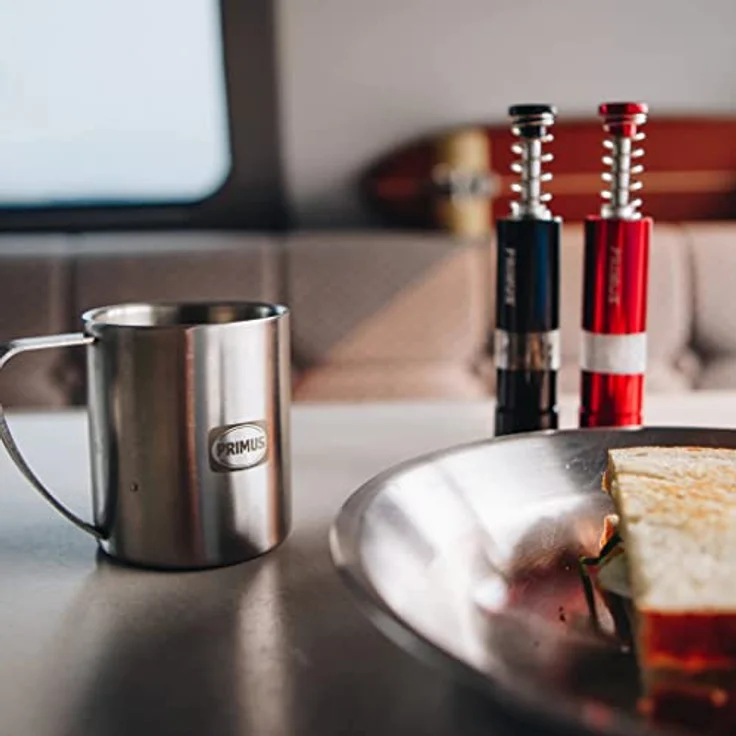 Primus Salt and Pepper Mill, Set aus Aluminium mit einhändiger Bedienung, Schwarz-Rot – Bild 7