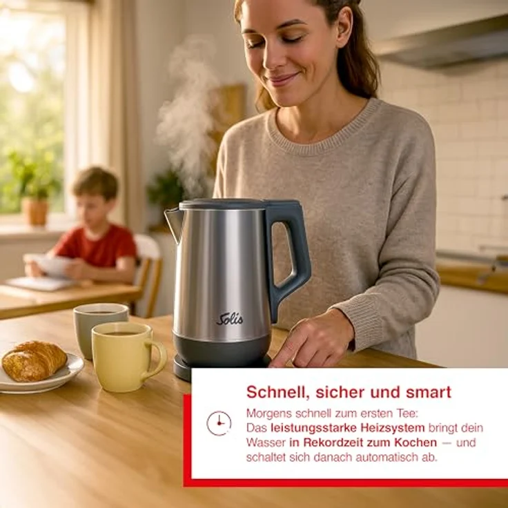 Solis Eco Boil Wasserkocher (Typ 5520), leise & energiesparend mit 3D-Heizsystem, 0,2 l Mindestfüllmenge, doppelwandig, BPA-frei, leicht zu reinigen – Bild 2
