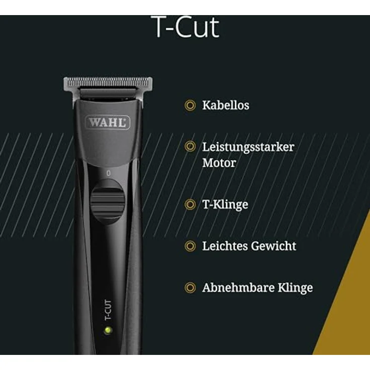 Wahl T-Cut Cordless Hair Trimmer - Leistungsstarker Trimmer mit hautnaher T-Klinge, schwarz – Bild 2