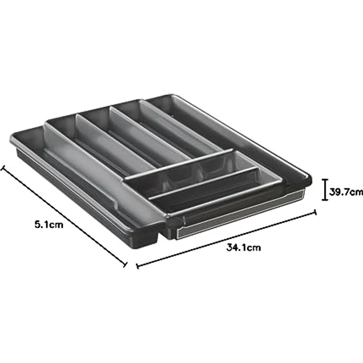 Rotho Domino Besteckkasten mit 7 Fächern, Kunststoff (PP) BPA-frei, anthrazit, (39,7 x 34,1 x 5,1 cm) – Bild 5