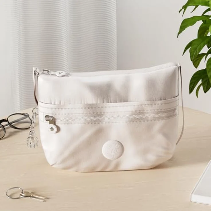 Kipling Basic Plus Umhängetasche, elegante Handtasche mit geräumigem Hauptfach und Reißverschluss-, Handyfach, 24 cm, Grau – Bild 2