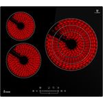 Glaskeramik Kochfeld 60 cm | Autark | 6,206 kW | 3 Zonen | 9 Stufen | Rahmenlos | Touch Slider | Timer | Restwärmeanzeige | Tastensperre | KF5903SP