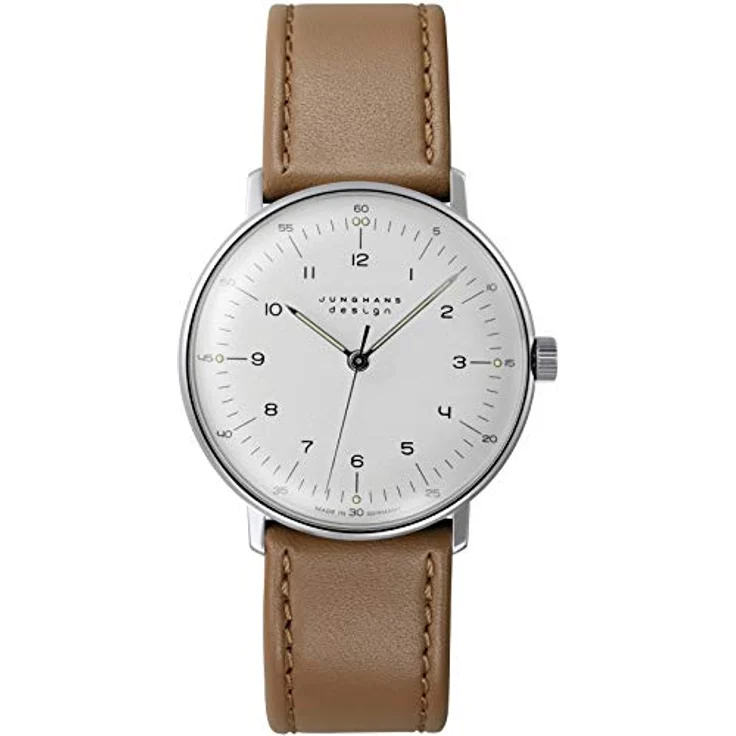 JUNGHANS max Bill Armbanduhr Handaufzug mit Saphirglas 27/3701.02, silberfarbenes Gehäuse, leuchtendes Zifferblatt – Bild 1