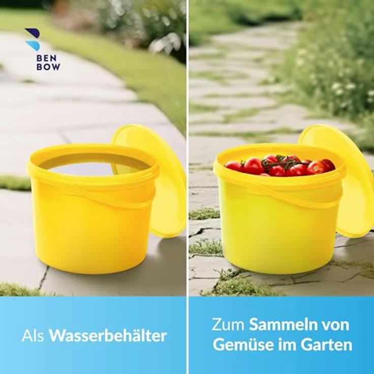 BenBow Eimer mit Deckel und Griff, 10L, luftdicht, lebensmittelecht, BRC-zertifiziert, auslaufsicher, gelb – Bild 5