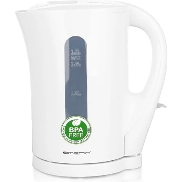 Emerio WK-125130 Wasserkocher, 1,7L, 2200W, automatische Abschaltung, Trockengehschutz, Überhitzungsschutz, Anti-Rutsch-Füße, Weiß – Bild 1