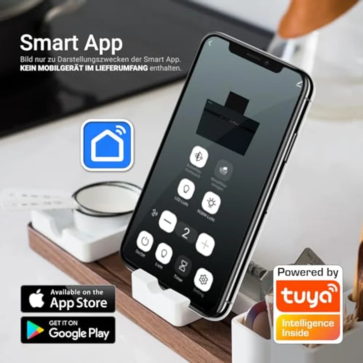 KKT KOLBE STYLE6005SMAO Dunstabzugshaube 60 cm 782 cbm/h Edelstahl schwarzes Glas WLAN RGBW-LED SensorTouch Bedienung, Ambientebeleuchtung, leise – Bild 2