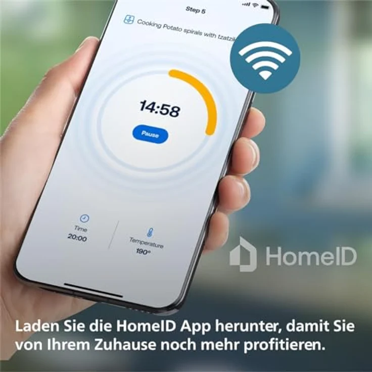 Philips HD9280 Heißluftfritteuse, ohne Öl, 2000 Watt, 1200 g Kapazität, Airfryer XL, 6,2 Liter Fassungsvermögen, WiFi-Konnektivität, schwarz – Bild 4