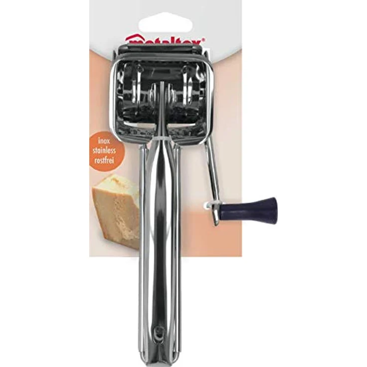 Metaltex Reibe, mit Drehgriff, Edelstahl, fein, für Nüsse-Käse-Schokolade, silberfarben – Bild 4