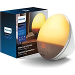 Philips Wake-up Light HF3519/01, Sonnenaufgangssimulation mit 20 Helligkeitseinstellungen, integriertes UKW-Radio, natürliche Wecktöne, dimmbares Licht