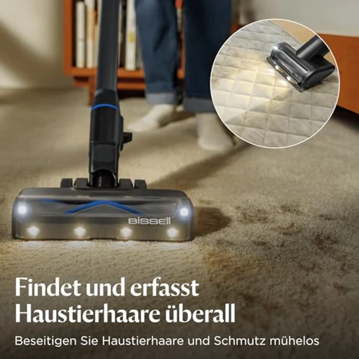 Bissell PowerClean FurGuard 4091N, Akku Staubsauger mit 280W Motor, Selbstreinigender Bürstenrolle, FurFinder-Licht, HEPA-Filter, 50min Laufzeit, 2500 mAh Akku – Bild 3