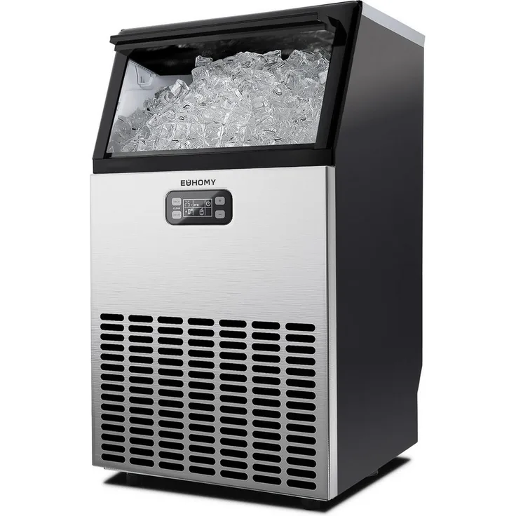 EUHOMY Gewerbliche Eiswürfelmaschine ETL-zertifiziert, 24H-Timer, LCD-Anzeige, Selbstreinigung, 45 kg tägliche Eisproduktion, ideal für Bars und Feiern