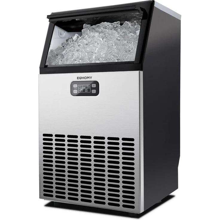 EUHOMY Gewerbliche Eiswürfelmaschine ETL-zertifiziert, 24H-Timer, LCD-Anzeige, Selbstreinigung, 45 kg tägliche Eisproduktion, ideal für Bars und Feiern