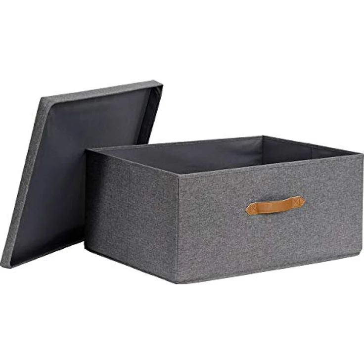 LOVE IT STORE IT Premium Aufbewahrungsbox mit Deckel - Aus hochwertigem Stoff - Extra groß und stabil - Grau - 54x40x25 cm – Bild 4