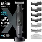 Braun Series X Barttrimmer/ Bodygroomer / Elektrorasierer Herren / Haarschneidemaschine Profi, 6 Aufsätze für Gesicht und Körper, Ladestation, 45 Min. kabellose Laufzeit, Vatertagsgeschenk, XT5300