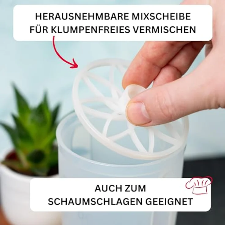 Westmark Mix- und Schüttelbecher/Dressingshaker, 0,5 l mit Mess-Skala, herausnehmbarer Mixscheibe und verschließbarem Ausgießer, Kunststoff, BPA-frei, Transluzent/Rosa – Bild 4